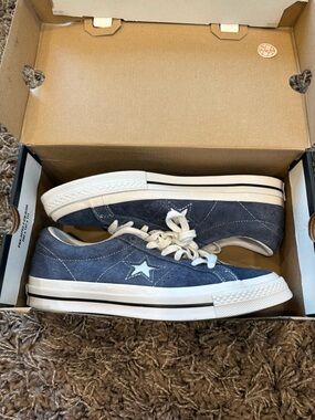 New Converse One Star Navy Suede Trainers Men’s 6 Women’s 8